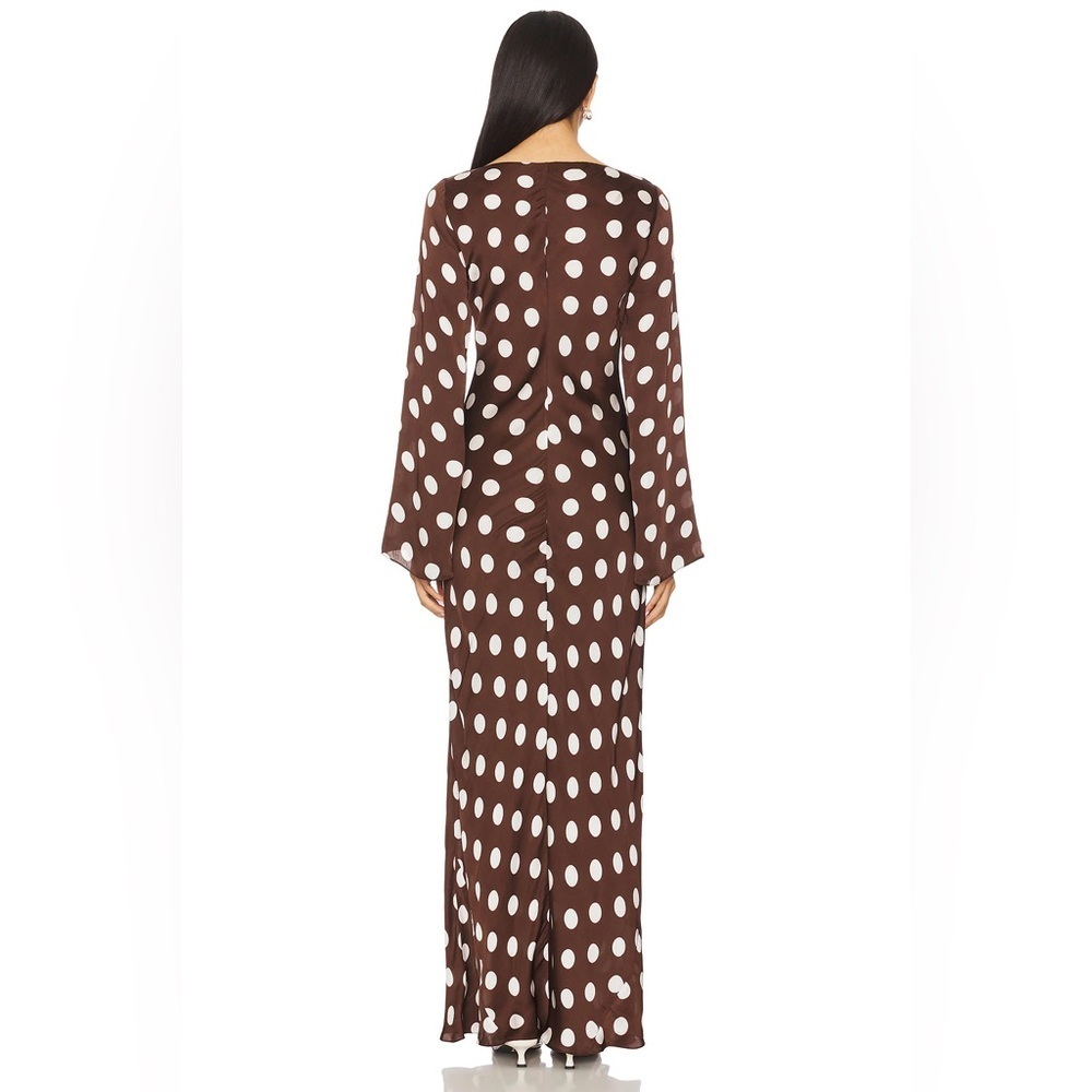 HEMANT & NANDITA Tira Brown and White Polka Dot Long Sleeve Dress - Picture 3 of 8